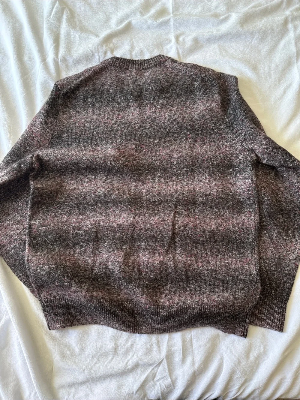 Men's Crewneck Wool-Blend Sweater in Heathered Black and Purple